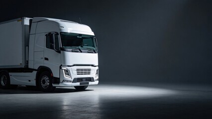 Fototapeta premium White hydrogen-powered semi-truck with aerodynamic cab desig
