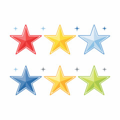 Fototapeta premium Collection of Colorful Stars with Sparkles