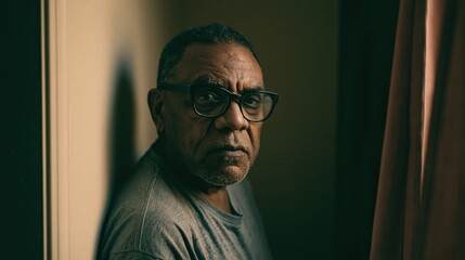Obraz premium Family Caregiver Burnout Older Black Man Service
