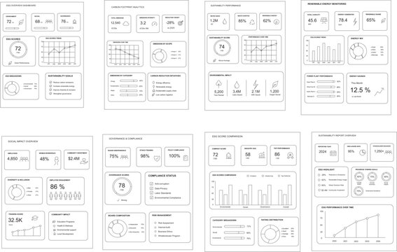 infographic pack showcasing minimalist vector data visualization templates with clean thin-line charts, ideal for business analytics and strategic reporting dashboards