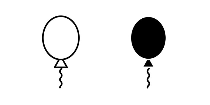Balloon icon in stroke and solid fill style, displayed in black on white background. Ideal for celebrations, parties, birthdays, and festive-themed interfaces.