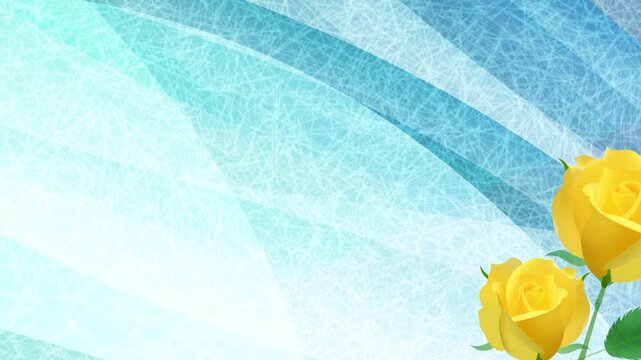 Elegant Blue Abstract Motion Background with Yellow Rose Accents