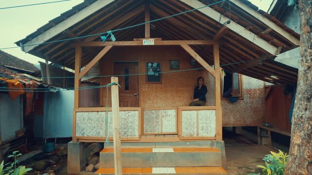 Traditional Wooden Javanese House Exterior View