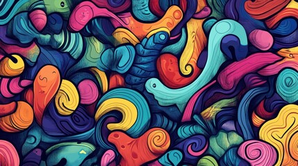 Naklejka premium Vibrant abstract art background with swirling shapes and colors