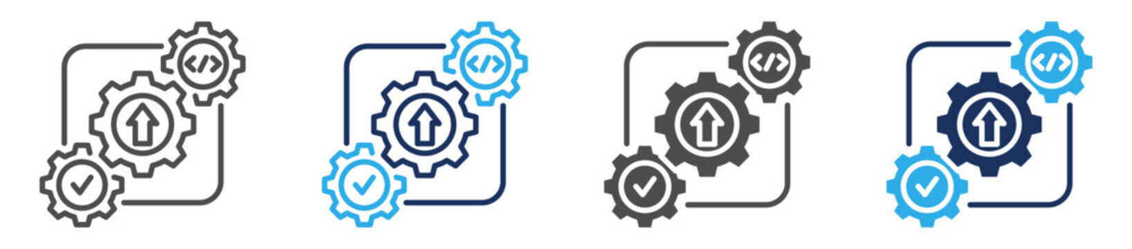ci cd pipeline icon set multi concept