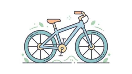 Fototapeta premium Illustrated bicycle design with light colors and decorative elements on white