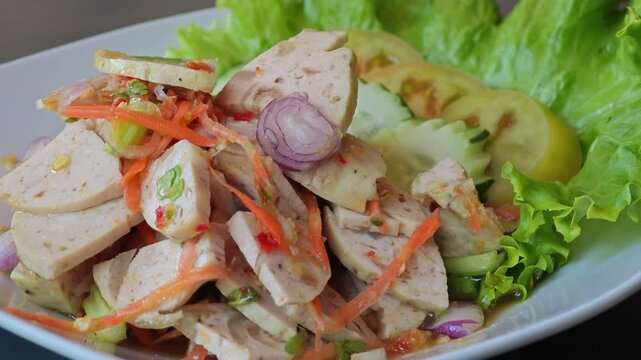 Spicy Vietnamese Sausage Salad. Thai Style.