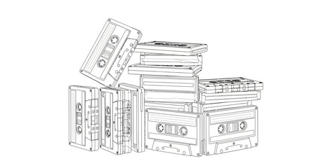 Stack of cassette tapes and records. © ainul