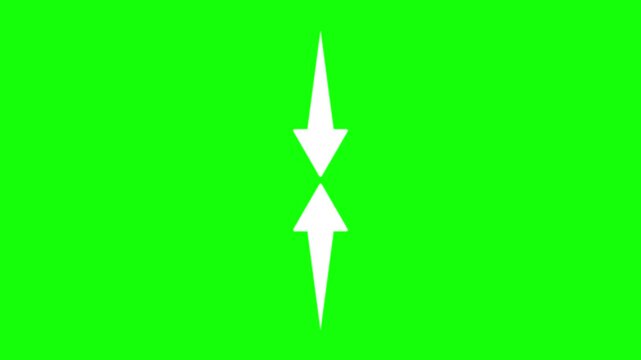 Two Arrows Extending from Top and Bottom Edges Toward Center on Green Background