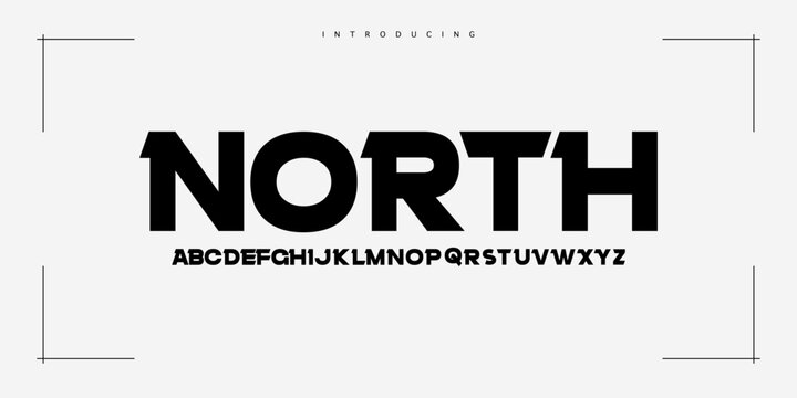 North: A bold adventure display font. Heavy geometric hiking typeface for outdoor logos, sports branding, and mountain apparel.