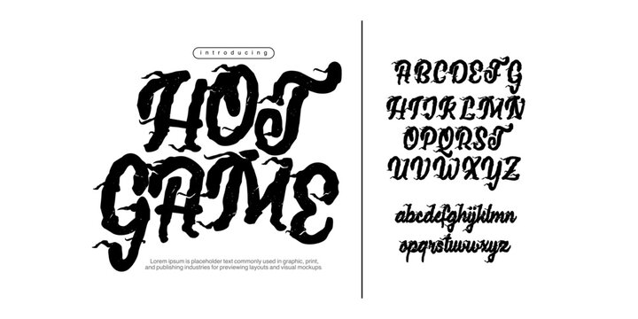 Hot Game: A vintage biker script. Bold custom garage font for motorcycle logos, hot-rod branding, and retro rock posters with flame.