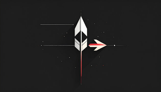 Abstract arrow graphic design element with white and red colors