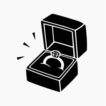 Elegant Ring Box Silhouette Jewelry Icon