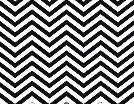 Black and white zigzag pattern composed of alternating parallel lines, forming a dynamic and repetitive design