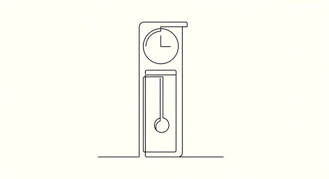 Minimalist line drawing of a grandfather clock