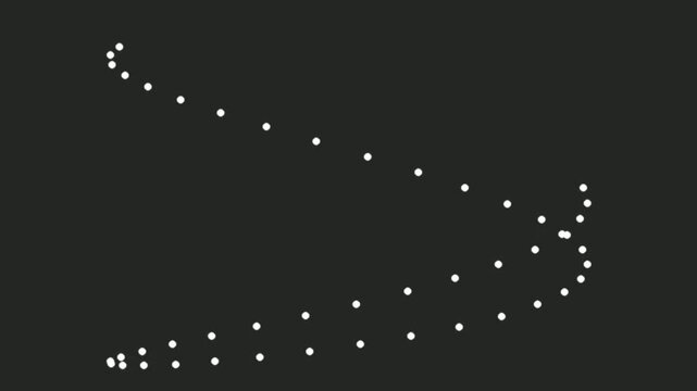 Abstract animation of moving dots with color variation against dark background