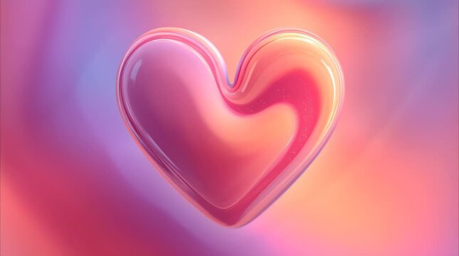 Glossy heart shape against a vibrant gradient background