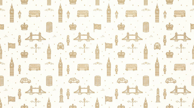 Cute London Seamless Pattern Background