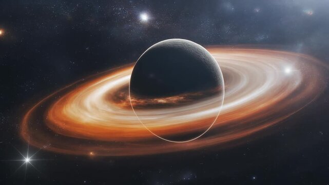 Cinematic Black Hole with Fiery Accretion Disk in Deep Space 4K Generative AI