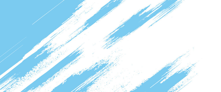 Light blue and white abstract brush stroke background with diagonal lines and textured paint splatters
