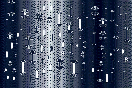 Dark blue background, with white oval, and circular line, patterns abstract texture