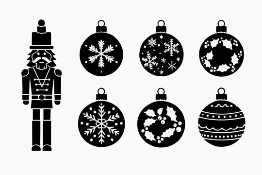  Christmas Ornament Silhouette Bundle Nutcracker Holiday Decor