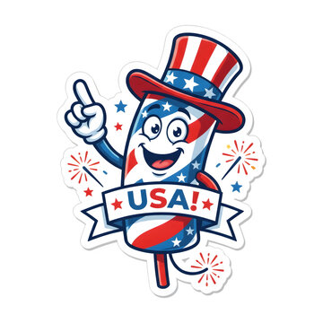 Cartoon uncle sam hat character for 4th july celebrations