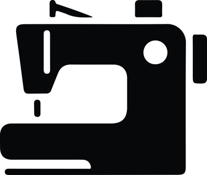 Vintage sewing machine silhouette icon for tailoring fashion textile craftsmanship embroidery equipment and creative handmade sewing workshop illustration