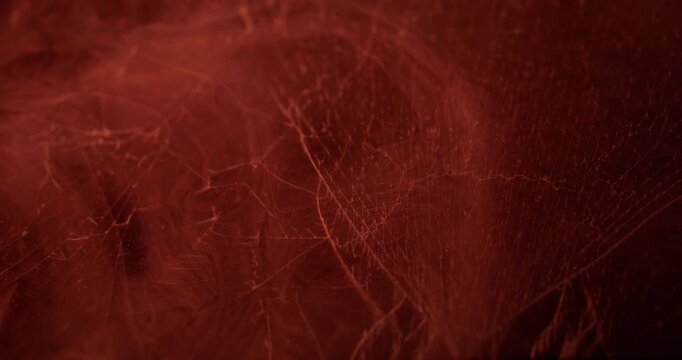 Red fume. Broken window. Defocused color smoke vapor hot fragile texture smog mist scratched glass on abstract uneven art background.