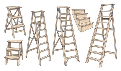 Wooden ladders and step stools for home and work © md