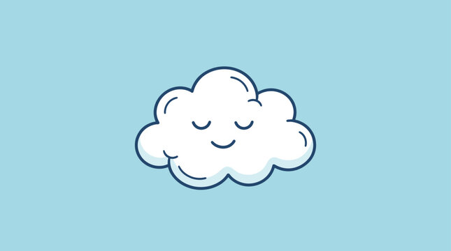Cute Happy Sleeping Cloud Vector Illustration