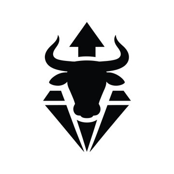 Black bull head icon with arrow