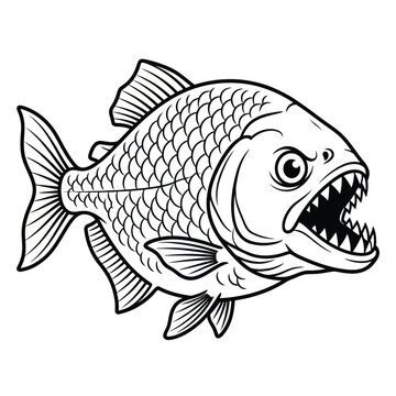 Large fish with sharp teeth open.