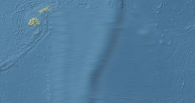 Tonga on Globe. Zoom into the country with Earth spinning on dark background. Physical world map with Tonga and label on it. Country view animation.