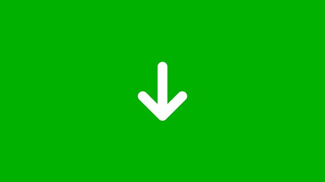 Simple White Down Arrow Icon on a Vivid Green Background, Clean and Minimalist Design Element