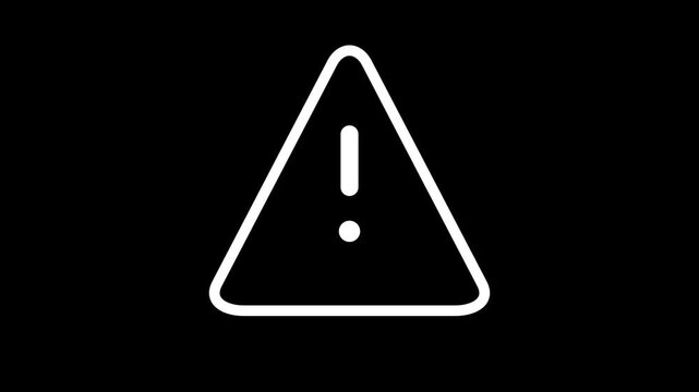 Essential white outline warning triangle with exclamation mark symbol on a sleek black background representing alerts and caution for various digital and safety contexts