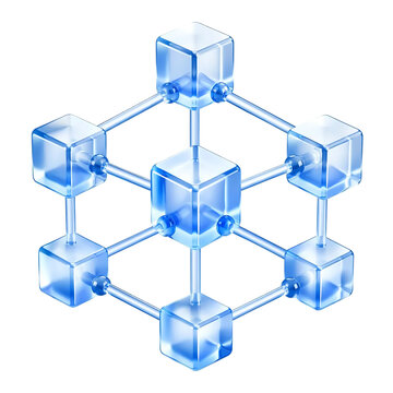 Modern Liquid Glass Blockchain Network Icon for Cryptocurrency Fintech Technology App