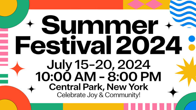 Summer Festival 2024 in Central Park, New York: A Celebration of Joy and Community from July 15-20, 10 AM to 8 PM.