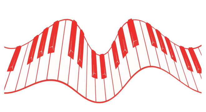 Abstract Red Piano Keyboard Waveform Sound Music Concept