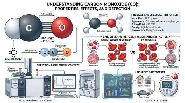 Understanding Carbon Monoxide (CO): Properties, Health Effects and Detection Technologies Illustrated with Molecular Models, Toxicity Mechanism, Industrial Instruments, Home Alarms and Real‑World Moni