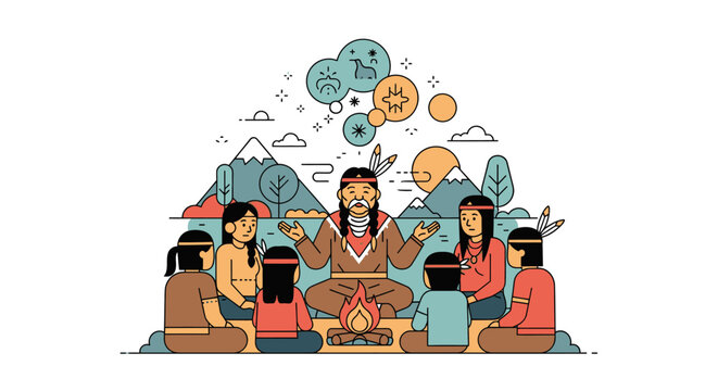 People sitting in a circle talking.