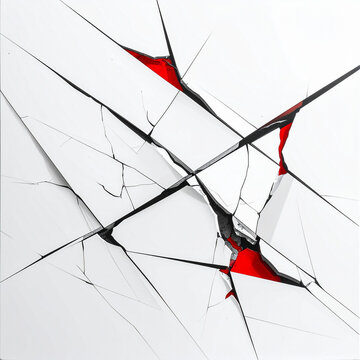Cracked White Surface with Red Glints