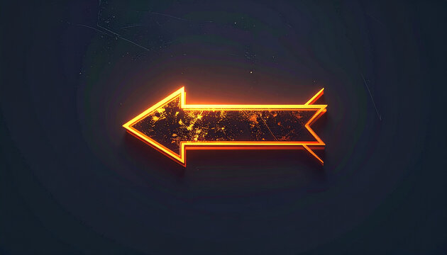neon arrow sign pointing left on dark background
