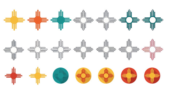 New Mexico Zia Symbol Collection: Diverse Colors and Styles