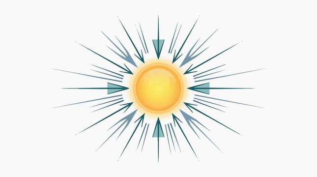 Abstract sunburst with converging arrows and geometric shapes symbolizing energy and focus