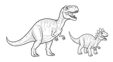 Two Dinosaurs One Large Tyrannosaurus Rex and a Small Triceratops. © Turun