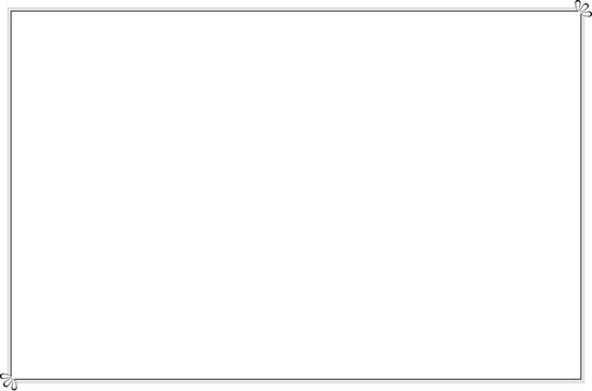 Element Minimalist Decorative Border Frame with Black Thin Line Ornament on White Background. Design print for greeting cards, wedding invitations, restaurant menu, royal certificates. Set 53
