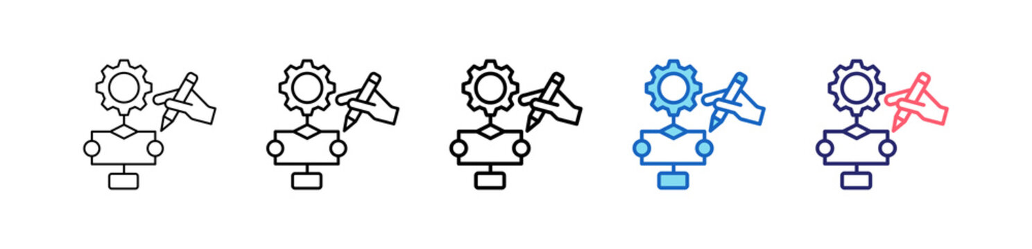 Process Mapping Icon In 5 Different Styles Set Collection.   