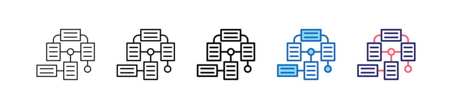 Document Flow Icon In 5 Different Styles Set Collection.   