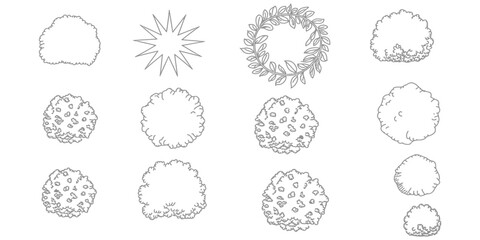 Top View Tree Outline Vector with Botanical Silhouettes, Landscape Elements and Architectural Plan Graphics for Urban Design and Garden Layout Illustration © Potato